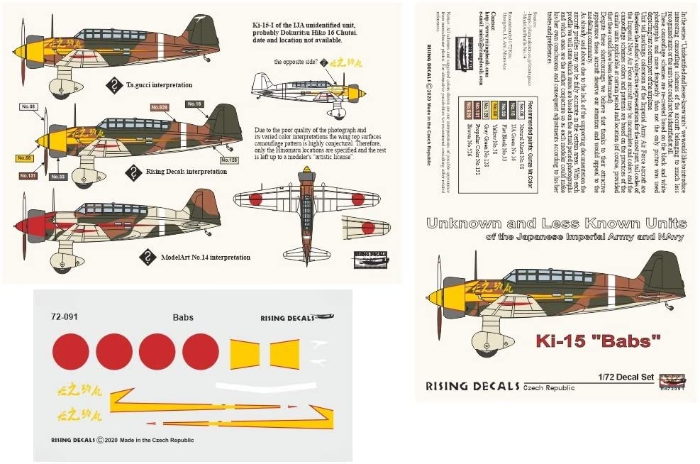 ライジングデカール 1/72 九七式司令部偵察機 知られざる部隊シリーズ プラモデル用デカール RSDRD72091