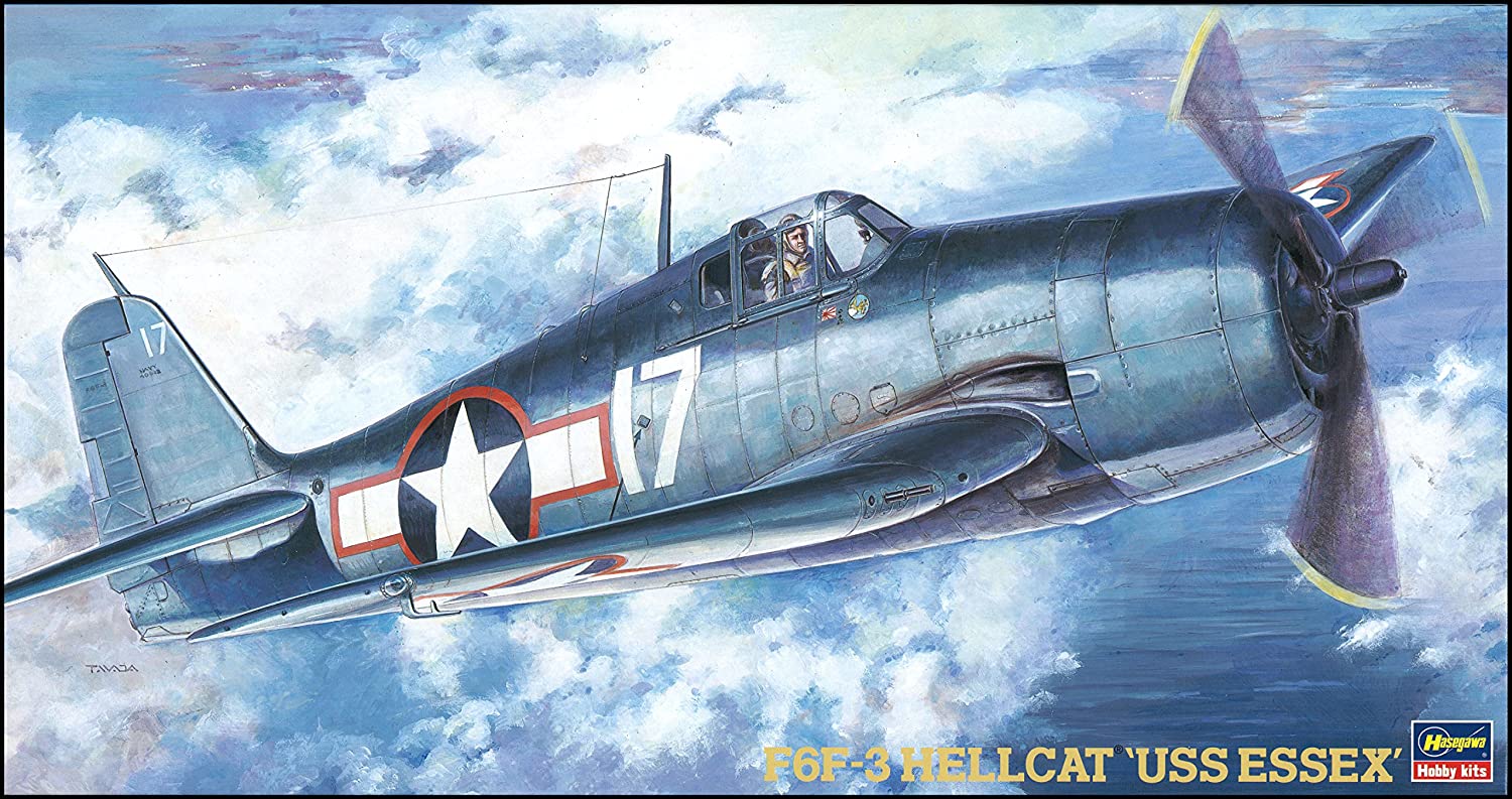 ハセガワ 1/48 アメリカ海軍 F6F-3 ヘルキャット USS エセックス プラモデル JT34