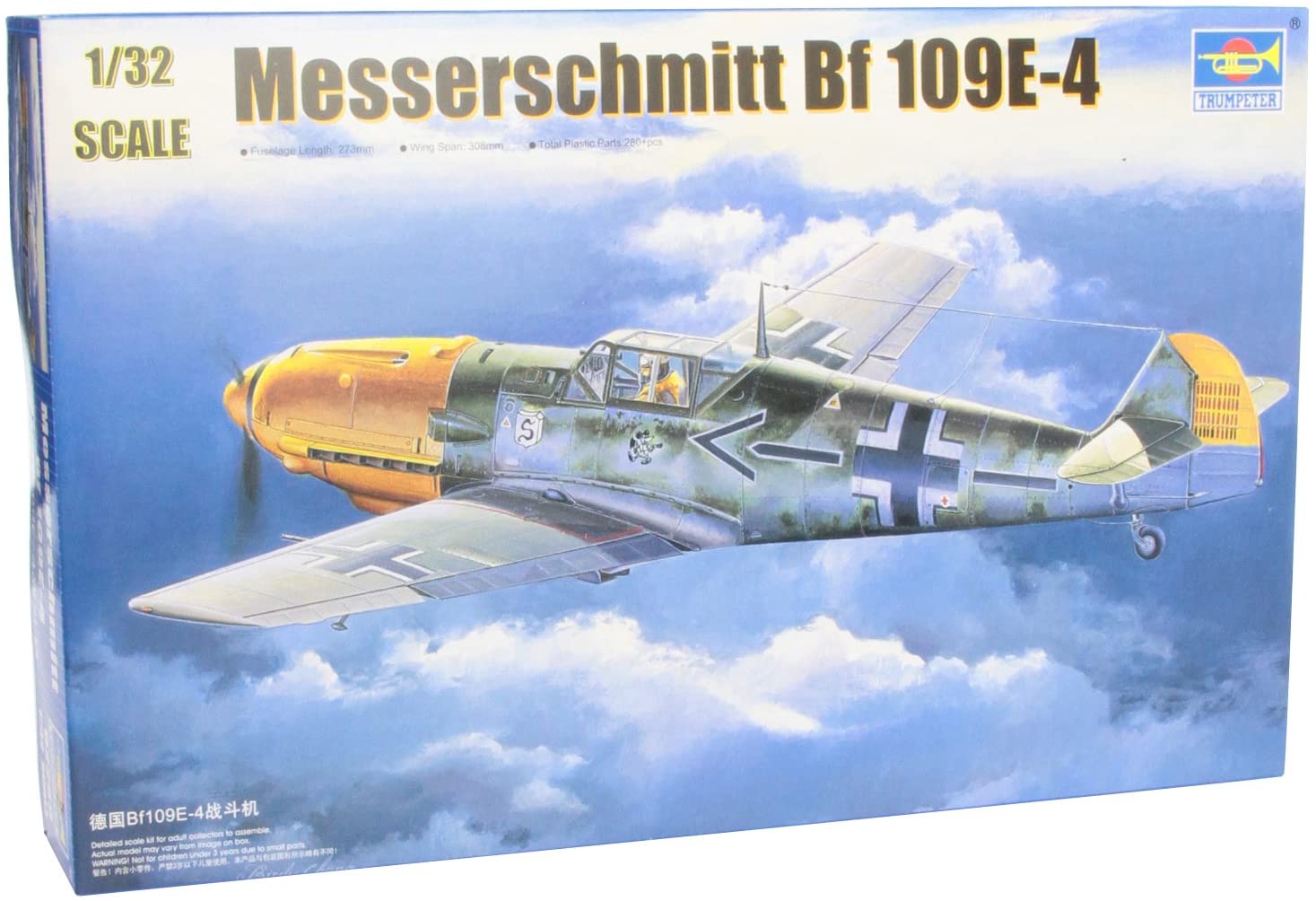 トランペッター 1/32 ドイツ軍 メッサーシュミット Bf109 E-4 プラモデル