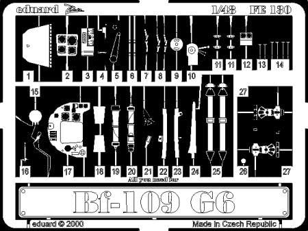 エデュアルド 1/48 Bf109G-6(アカデミー/ホビークラフト用) ズームエッチングパーツ FE130