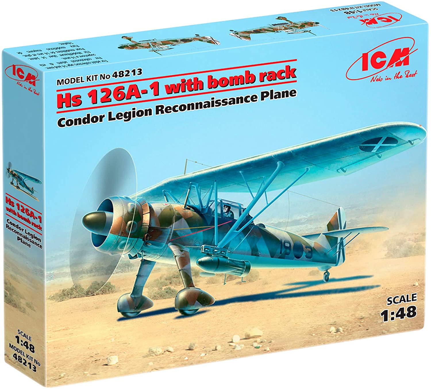 ICM 1/48 ヘンシェル HS 126A-1 偵察機 w/爆弾 "コンドル軍団" プラモデル