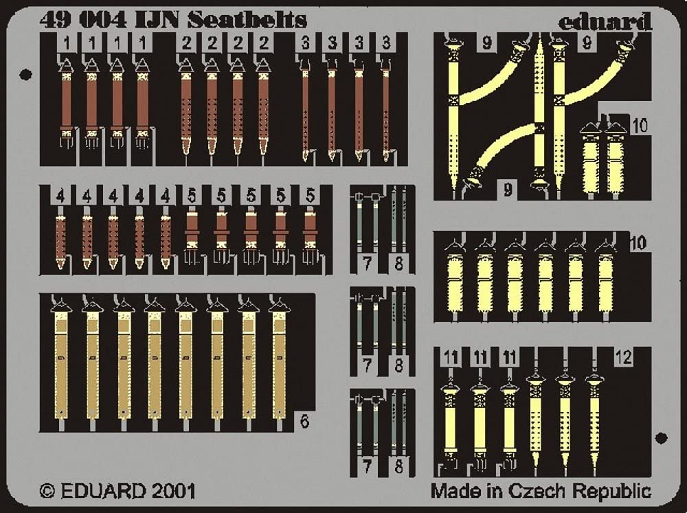 1/48 WWⅡ 日本海軍戦闘機シートベルト 塗装済みカラーエッチングパーツ Seatbelts IJN 49004