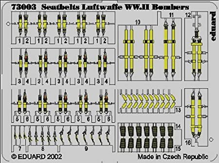 73-003　１/７２　ＷＷⅡドイツ空軍爆撃機シートベルト　カラーエッチングパーツ　Seatbelts Luftwaffe WW.Ⅱ