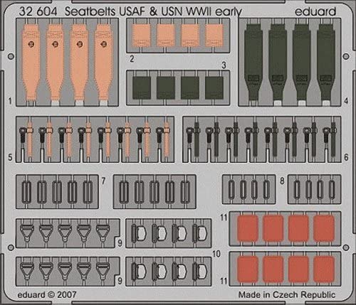 エデュアルド　1/32　第２次大戦　アメリカ陸軍航空隊/海軍機（初期）　ｼｰﾄﾍﾞﾙﾄ　カラーエッチング　32604